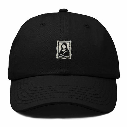 Dalix Portrait Frame Embroidered Adjustable Art Cotton Twill Dad Hat for Women in Black