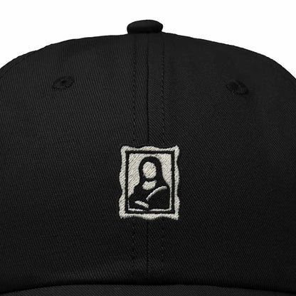 Dalix Portrait Frame Embroidered Adjustable Art Cotton Twill Dad Hat for Women in Black