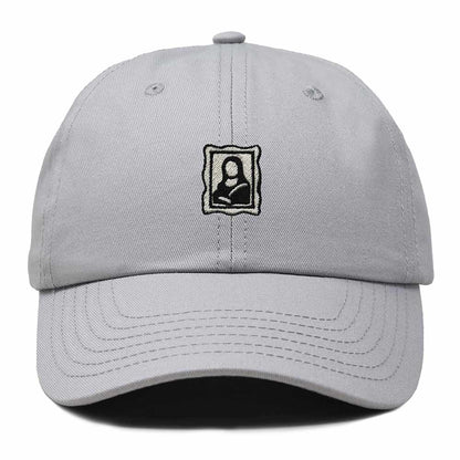 Dalix Portrait Frame Embroidered Adjustable Art Cotton Twill Dad Hat for Women in Gray