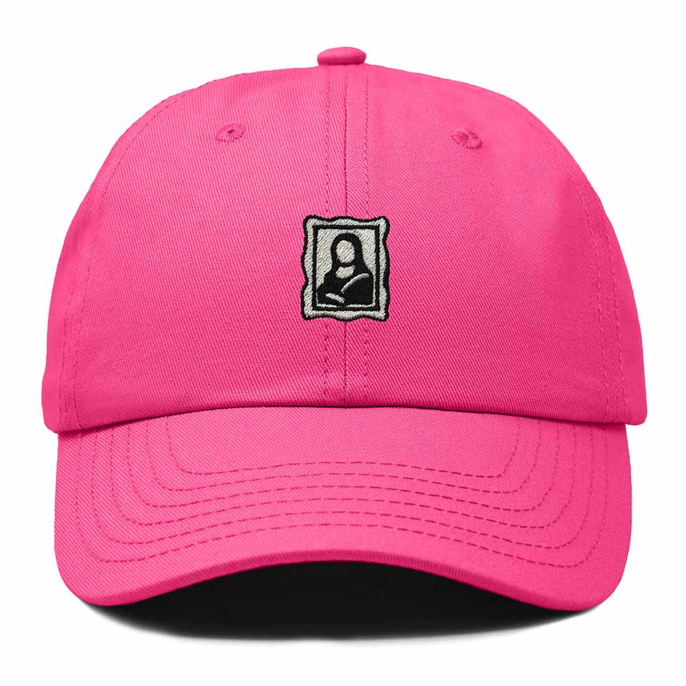 Dalix Portrait Frame Embroidered Adjustable Art Cotton Twill Dad Hat for Women in Hot Pink