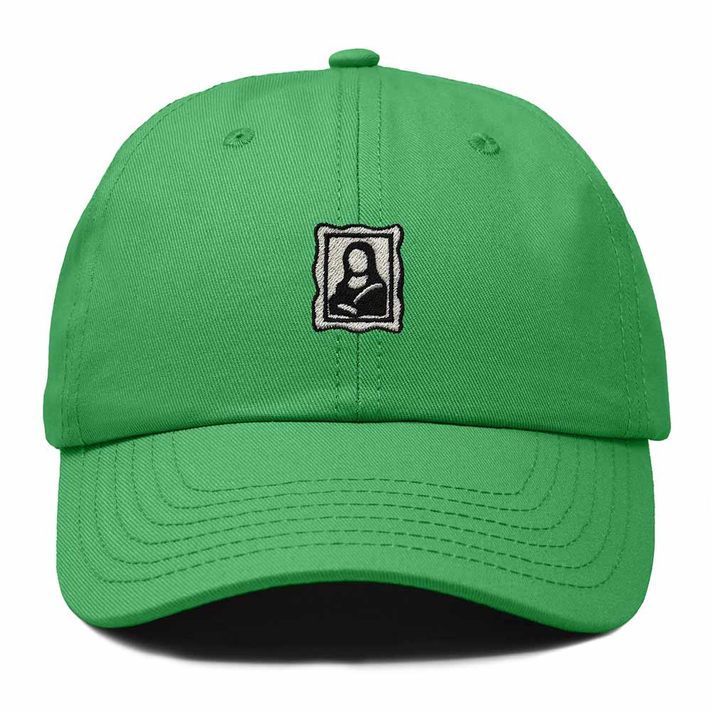 Dalix Portrait Frame Embroidered Adjustable Art Cotton Twill Dad Hat for Women in Kelly Green