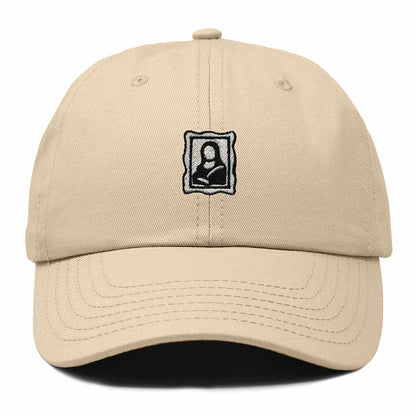Dalix Portrait Frame Embroidered Adjustable Art Cotton Twill Dad Hat for Women in Khaki