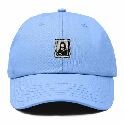 Dalix Portrait Frame Embroidered Adjustable Art Cotton Twill Dad Hat for Women in Light Blue