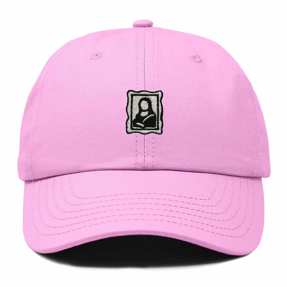 Dalix Portrait Frame Embroidered Adjustable Art Cotton Twill Dad Hat for Women in Light Pink