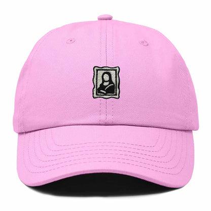 Dalix Portrait Frame Embroidered Adjustable Art Cotton Twill Dad Hat for Women in Light Pink