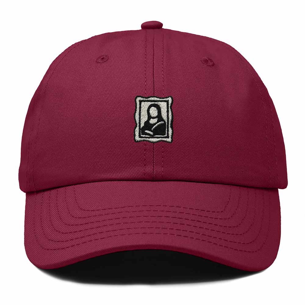 Dalix Portrait Frame Embroidered Adjustable Art Cotton Twill Dad Hat for Women in Maroon