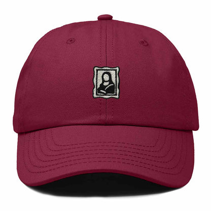 Dalix Portrait Frame Embroidered Adjustable Art Cotton Twill Dad Hat for Women in Maroon