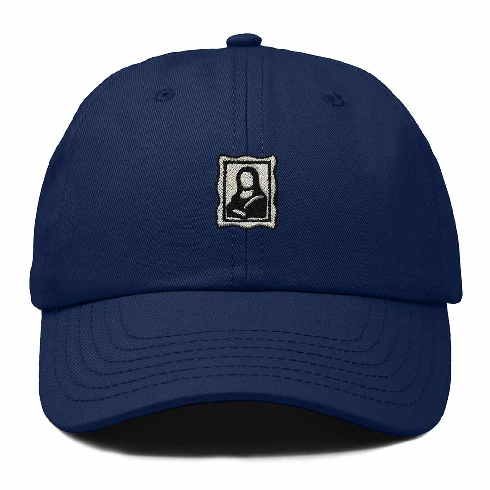 Dalix Portrait Frame Embroidered Adjustable Art Cotton Twill Dad Hat for Women in Navy Blue