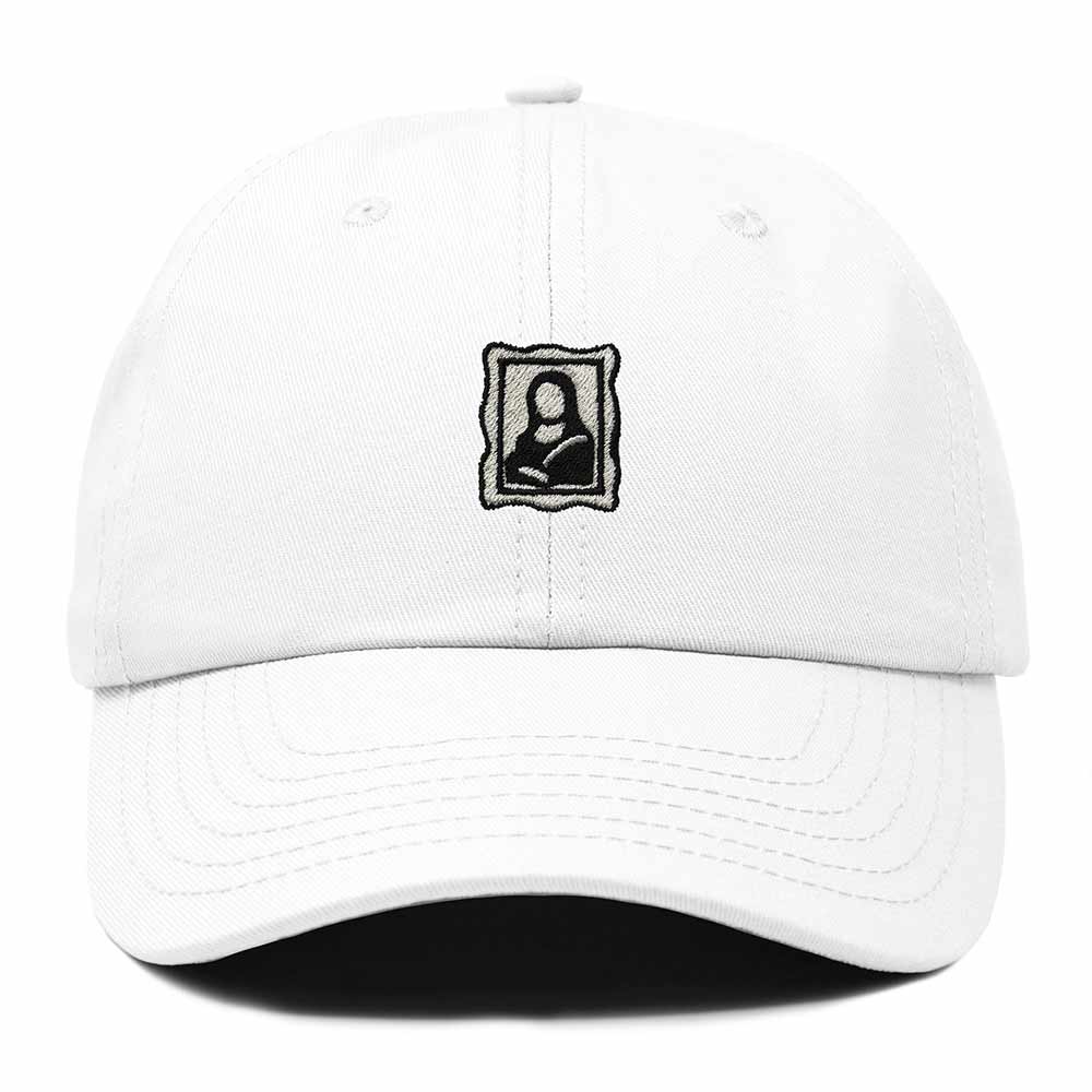 Dalix Portrait Frame Embroidered Adjustable Art Cotton Twill Dad Hat for Women in White