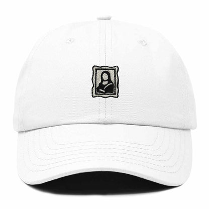 Dalix Portrait Frame Embroidered Adjustable Art Cotton Twill Dad Hat for Women in White