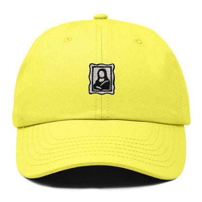Dalix Portrait Frame Embroidered Adjustable Art Cotton Twill Dad Hat for Women in Yellow