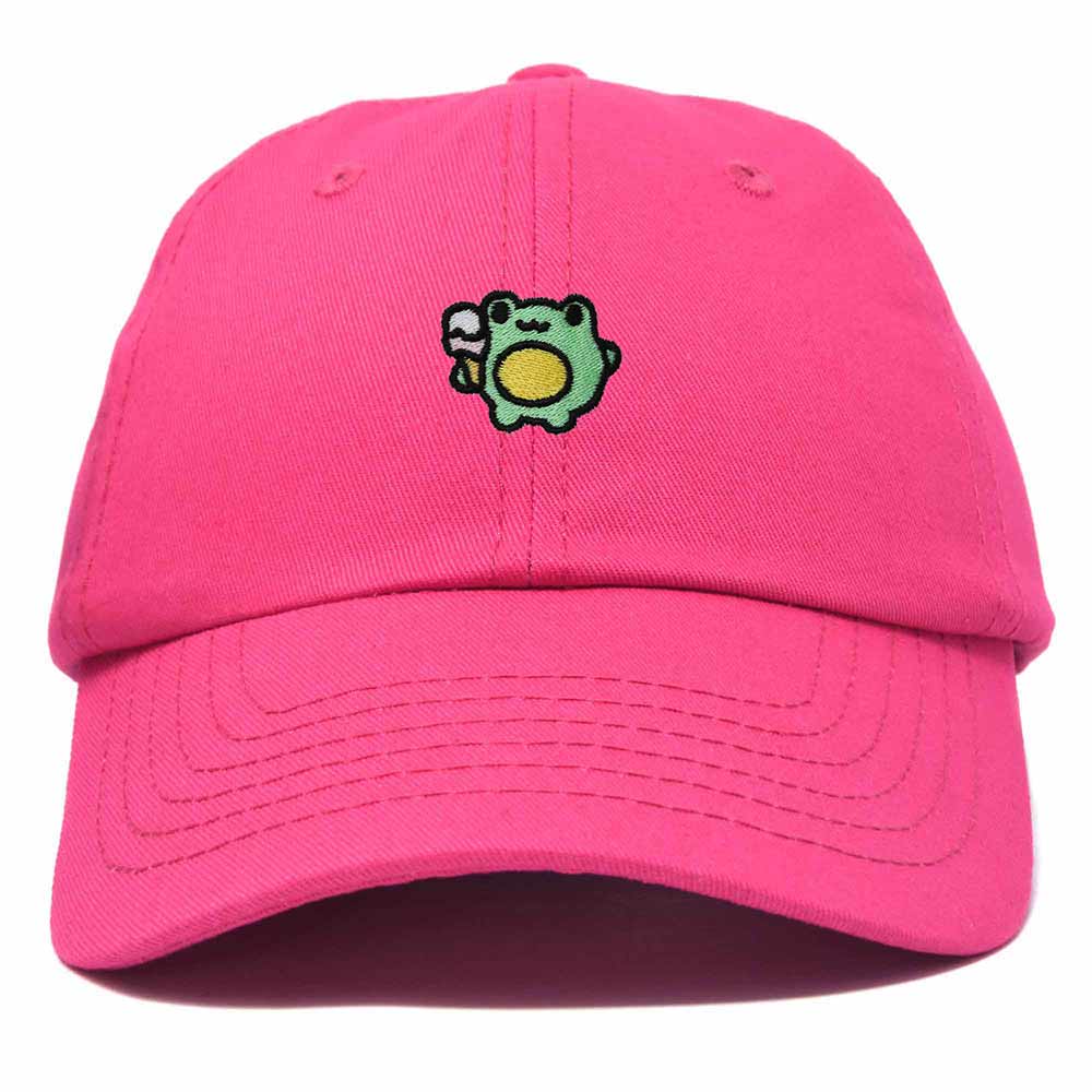 Dalix Gelato Frog Embroidered Womens Cotton Dad Hat Baseball Cap Adjustable in Hot Pink