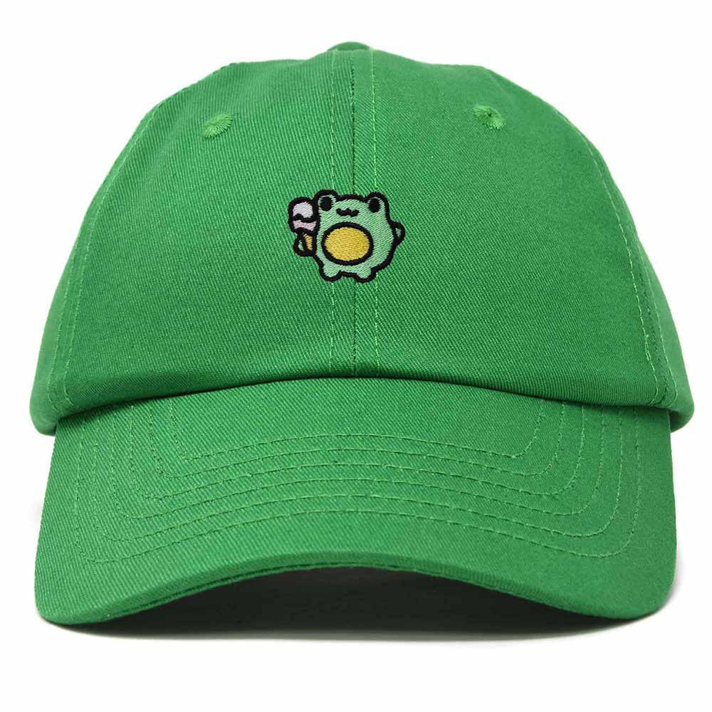 Dalix Gelato Frog Embroidered Womens Cotton Dad Hat Baseball Cap Adjustable in Kelly Green