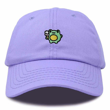 Dalix Gelato Frog Embroidered Womens Cotton Dad Hat Baseball Cap Adjustable in Lavender