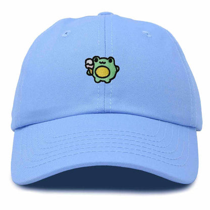 Dalix Gelato Frog Embroidered Womens Cotton Dad Hat Baseball Cap Adjustable in Light Blue