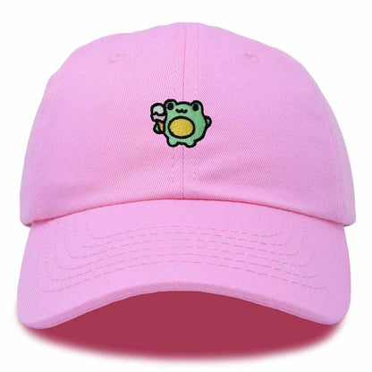 Dalix Gelato Frog Embroidered Womens Cotton Dad Hat Baseball Cap Adjustable in Light Pink