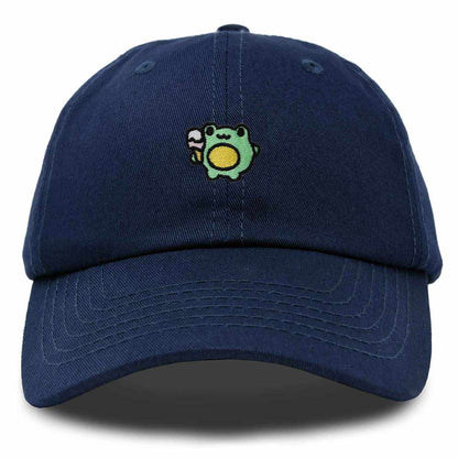 Dalix Gelato Frog Embroidered Womens Cotton Dad Hat Baseball Cap Adjustable in Navy Blue