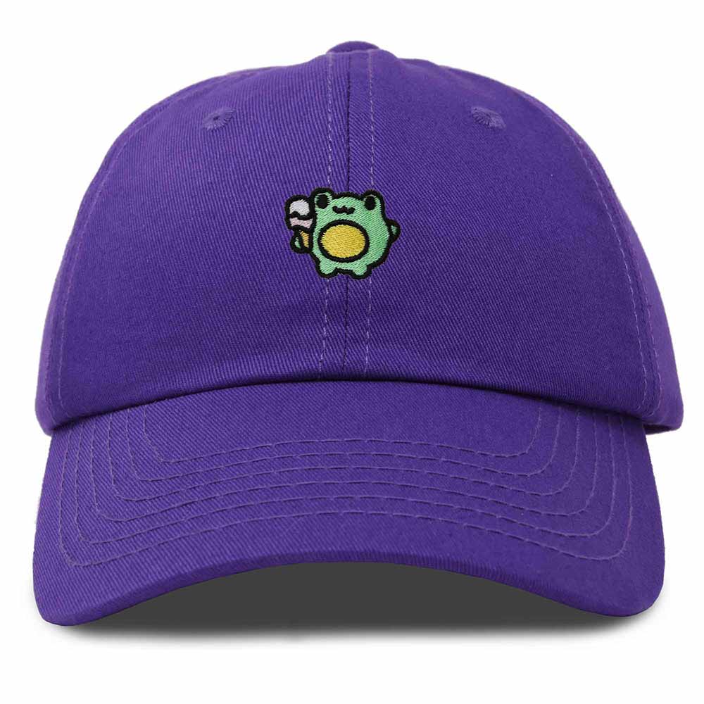 Dalix Gelato Frog Embroidered Womens Cotton Dad Hat Baseball Cap Adjustable in Purple