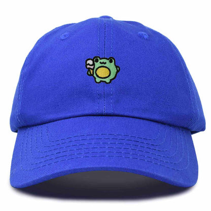 Dalix Gelato Frog Embroidered Womens Cotton Dad Hat Baseball Cap Adjustable in Royal Blue