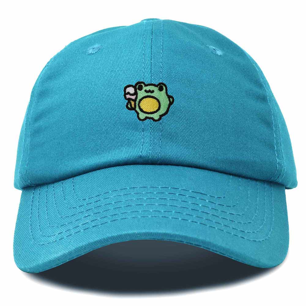Dalix Gelato Frog Embroidered Womens Cotton Dad Hat Baseball Cap Adjustable in Teal