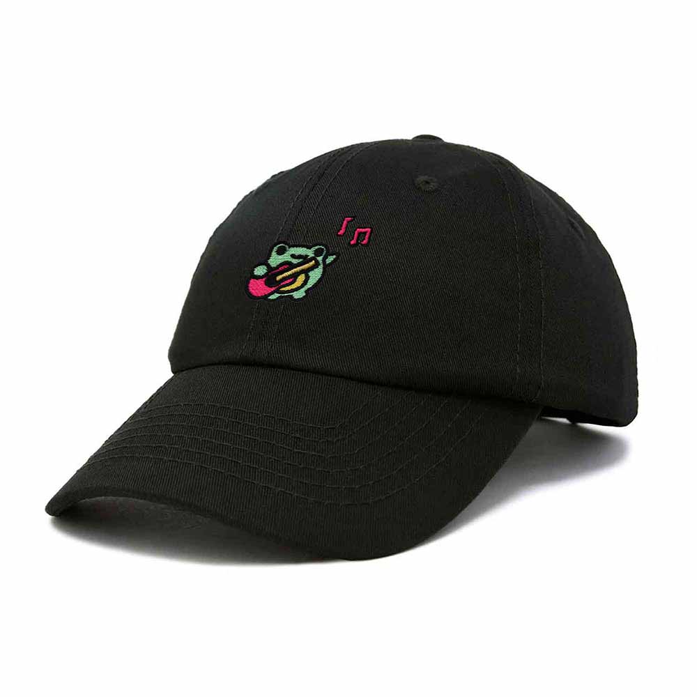 Dalix Melody Frog Embroidered Womens Cotton Dad Hat Baseball Cap Adjustable in Black