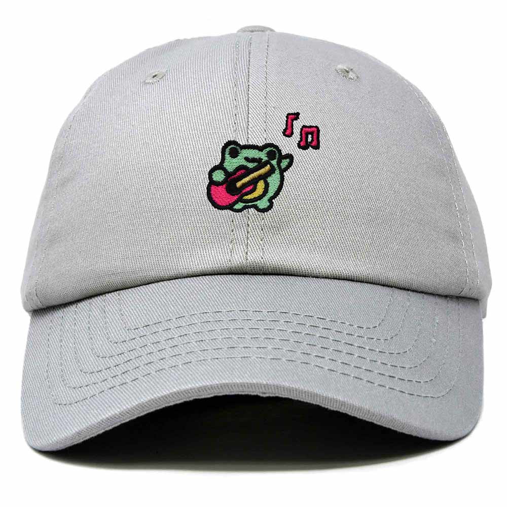 Dalix Melody Frog Embroidered Womens Cotton Dad Hat Baseball Cap Adjustable in Gray