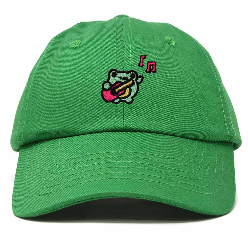 Dalix Melody Frog Embroidered Womens Cotton Dad Hat Baseball Cap Adjustable in Kelly Green