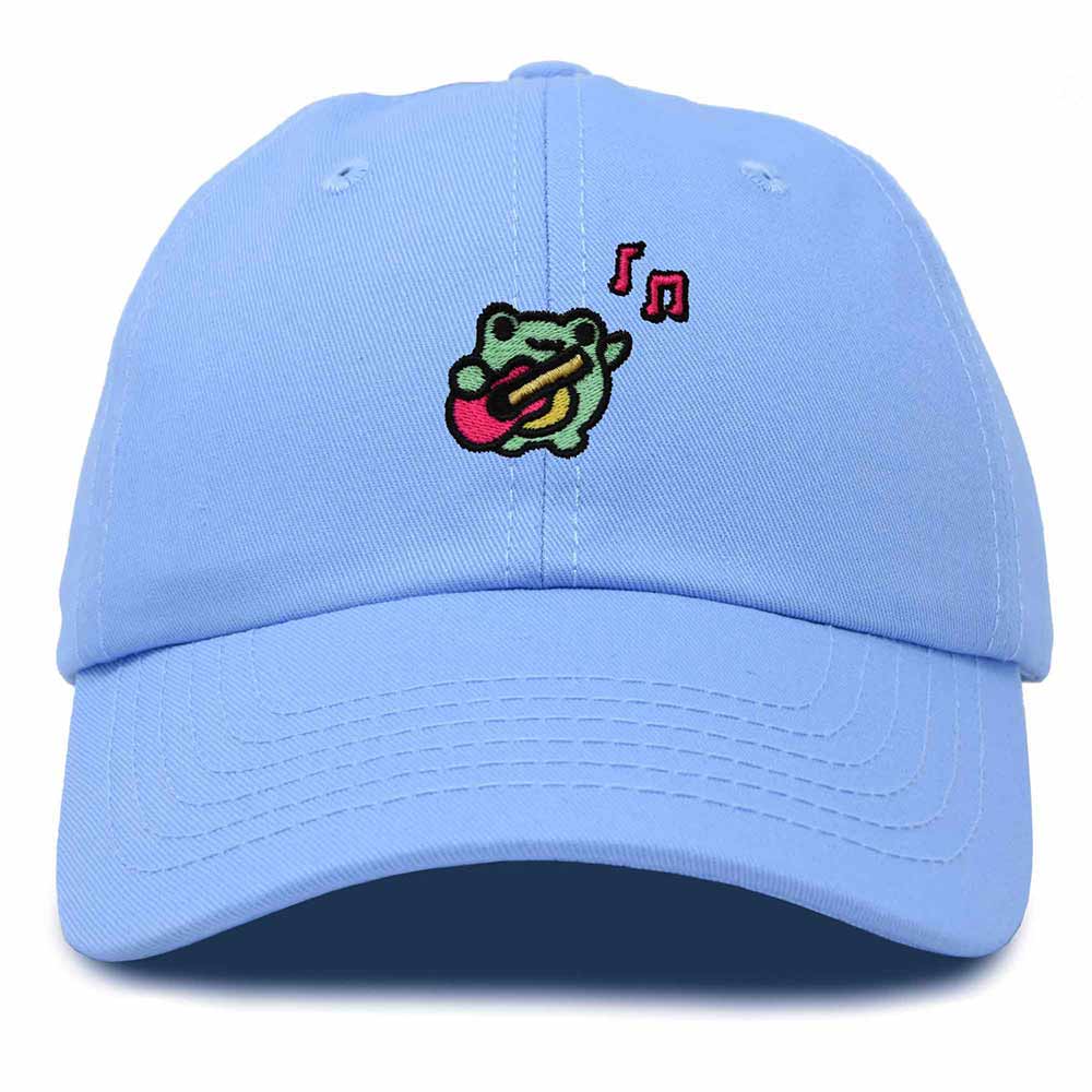 Dalix Melody Frog Embroidered Womens Cotton Dad Hat Baseball Cap Adjustable in Light Blue