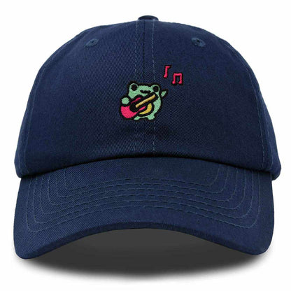 Dalix Melody Frog Embroidered Womens Cotton Dad Hat Baseball Cap Adjustable in Navy Blue