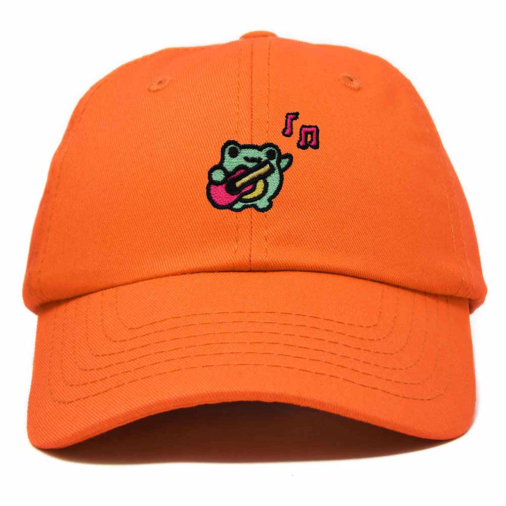 Dalix Melody Frog Embroidered Womens Cotton Dad Hat Baseball Cap Adjustable in Orange