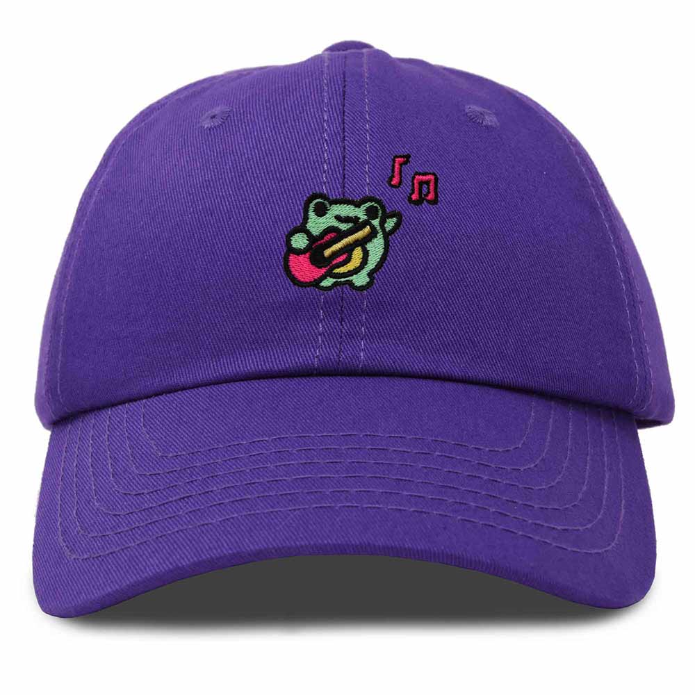 Dalix Melody Frog Embroidered Womens Cotton Dad Hat Baseball Cap Adjustable in Purple