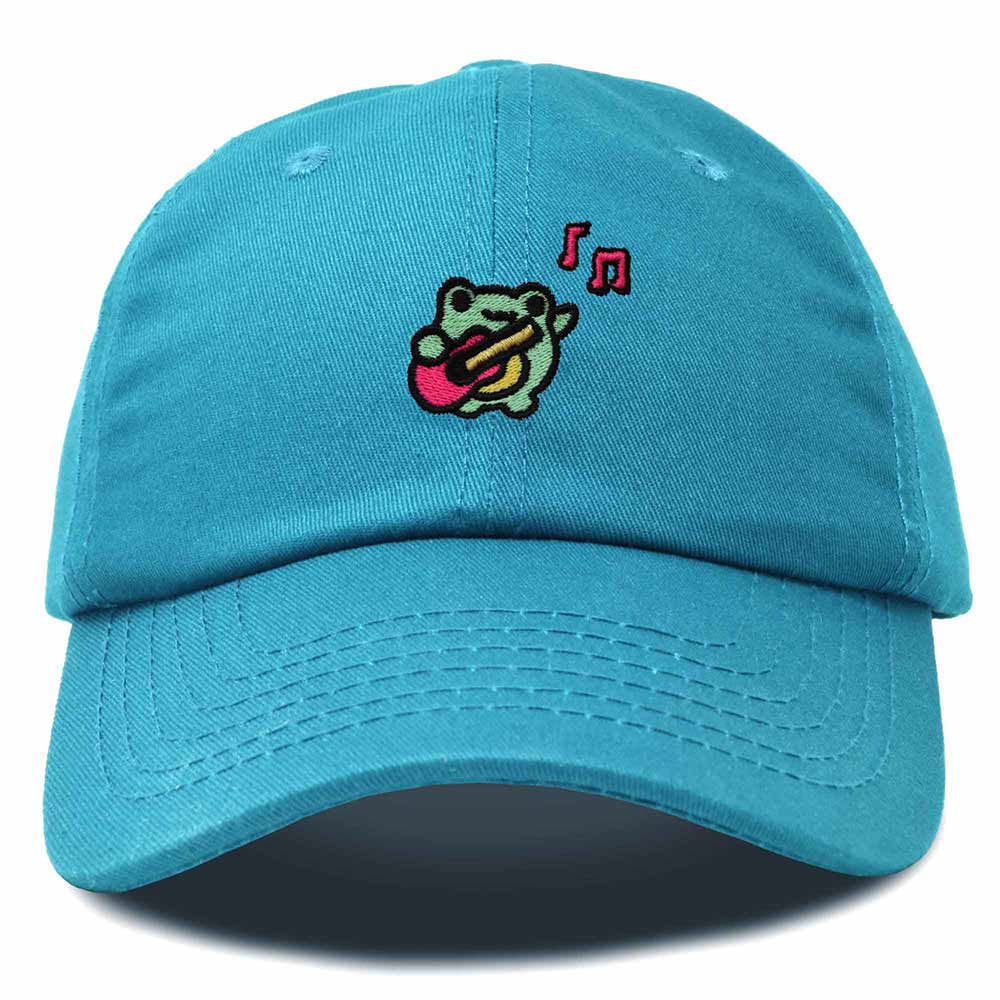 Dalix Melody Frog Embroidered Womens Cotton Dad Hat Baseball Cap Adjustable in Teal