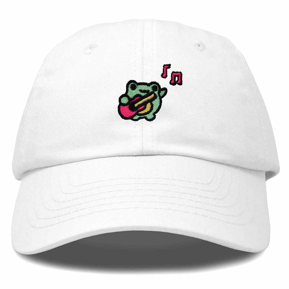 Dalix Melody Frog Embroidered Womens Cotton Dad Hat Baseball Cap Adjustable in White
