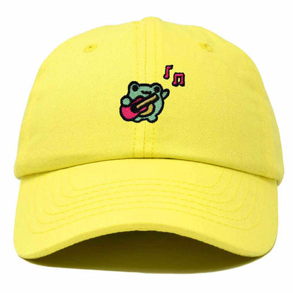 Dalix Melody Frog Embroidered Womens Cotton Dad Hat Baseball Cap Adjustable in Yellow