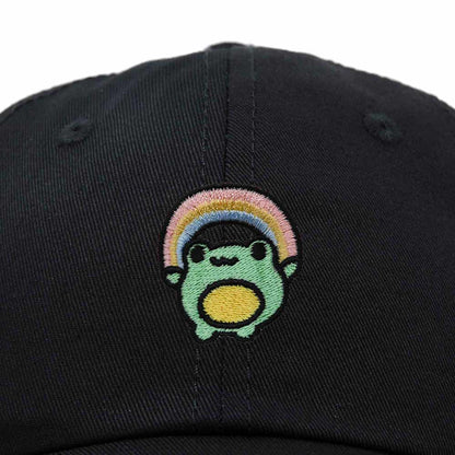 Dalix Rainbow Frog Embroidered Womens Cotton Dad Hat Baseball Cap Adjustable in Black
