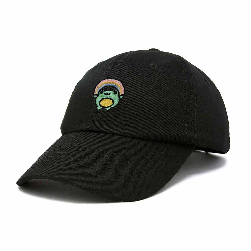 Dalix Rainbow Frog Embroidered Womens Cotton Dad Hat Baseball Cap Adjustable in Black