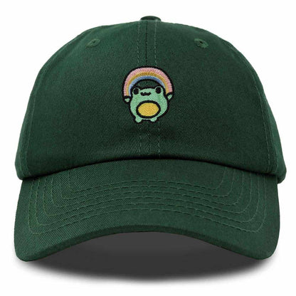 Dalix Rainbow Frog Embroidered Womens Cotton Dad Hat Baseball Cap Adjustable in Dark Green