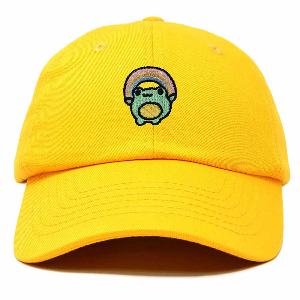 Dalix Rainbow Frog Embroidered Womens Cotton Dad Hat Baseball Cap Adjustable in Gold