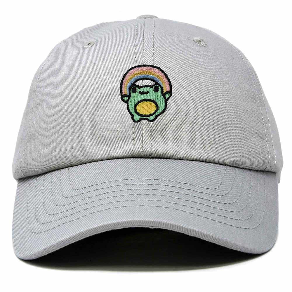Dalix Rainbow Frog Embroidered Womens Cotton Dad Hat Baseball Cap Adjustable in Gray