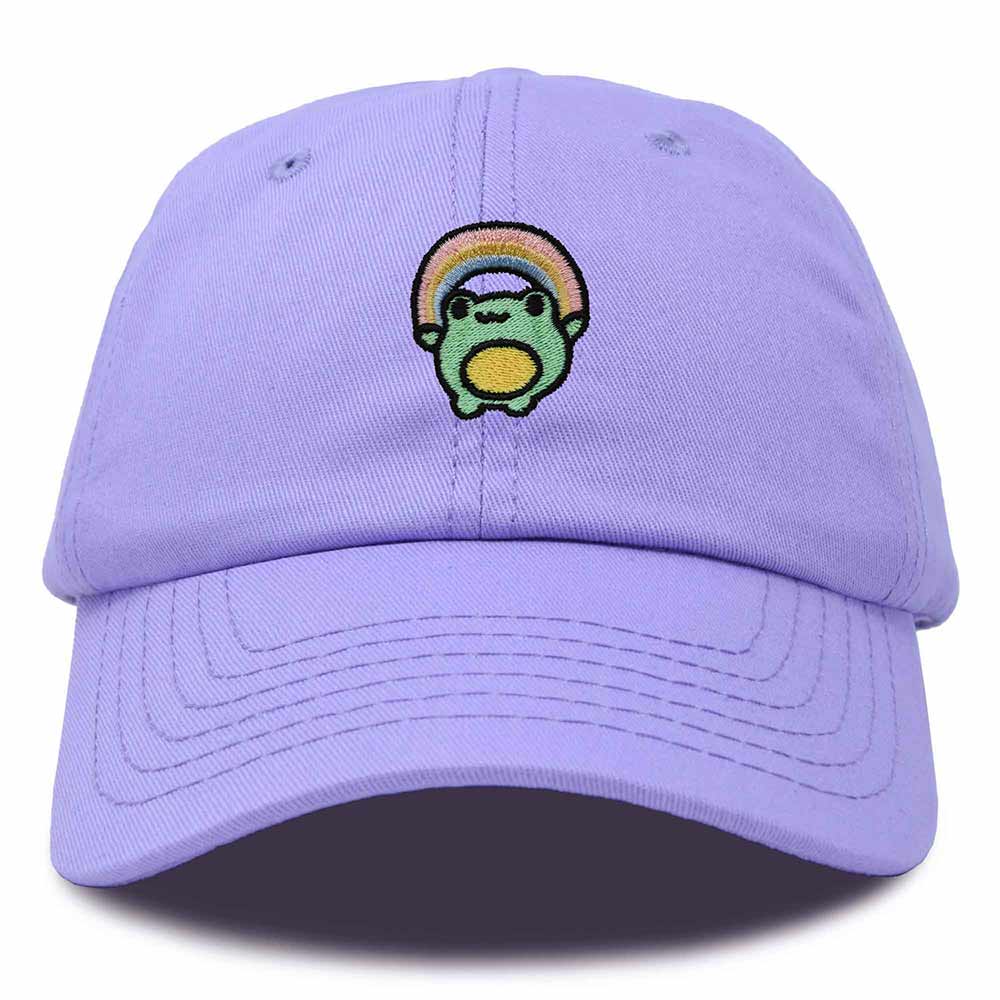 Dalix Rainbow Frog Embroidered Womens Cotton Dad Hat Baseball Cap Adjustable in Lavender