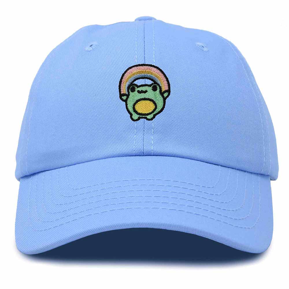 Dalix Rainbow Frog Embroidered Womens Cotton Dad Hat Baseball Cap Adjustable in Light Blue