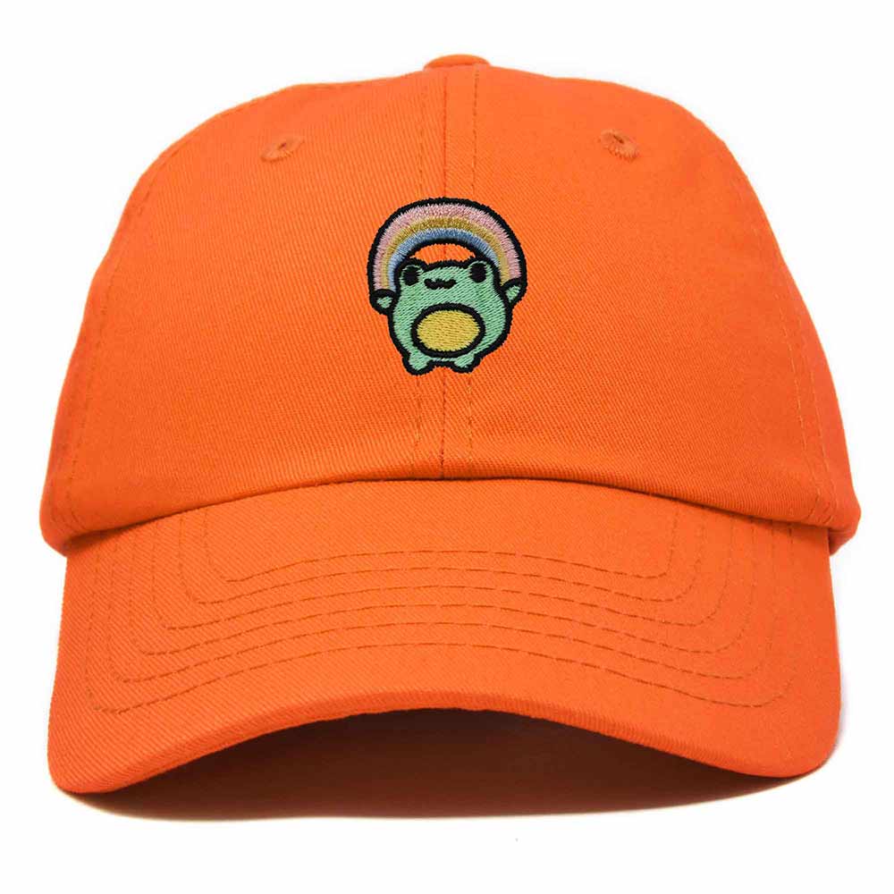 Dalix Rainbow Frog Embroidered Womens Cotton Dad Hat Baseball Cap Adjustable in Orange
