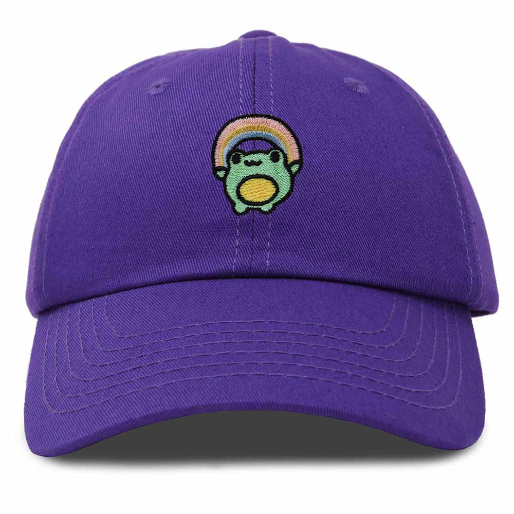 Dalix Rainbow Frog Embroidered Womens Cotton Dad Hat Baseball Cap Adjustable in Purple