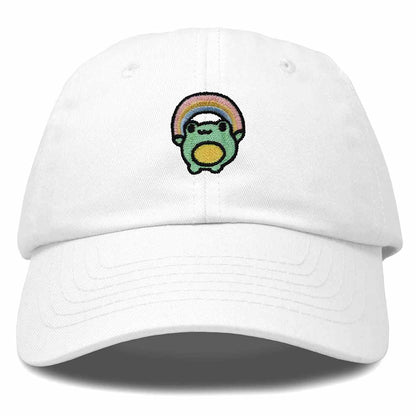 Dalix Rainbow Frog Embroidered Womens Cotton Dad Hat Baseball Cap Adjustable in White