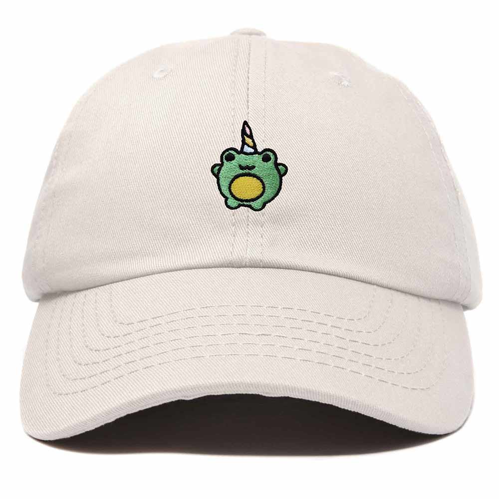 Dalix Froggy Unicorn Embroidered Cotton Dad Hat Baseball Cap Adjustable Mens Womens in Beige