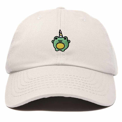 Dalix Froggy Unicorn Embroidered Cotton Dad Hat Baseball Cap Adjustable Mens Womens in Beige