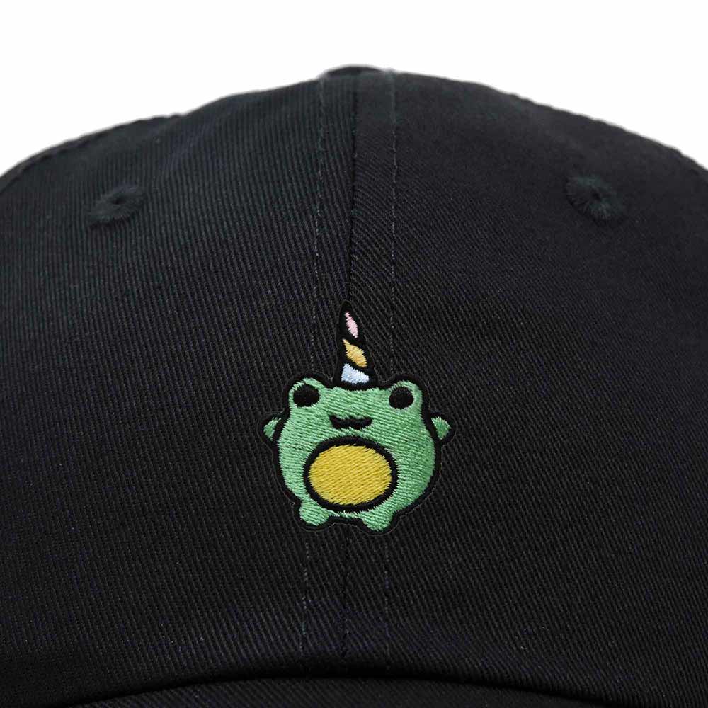 Dalix Froggy Unicorn Embroidered Cotton Dad Hat Baseball Cap Adjustable Mens Womens in Black
