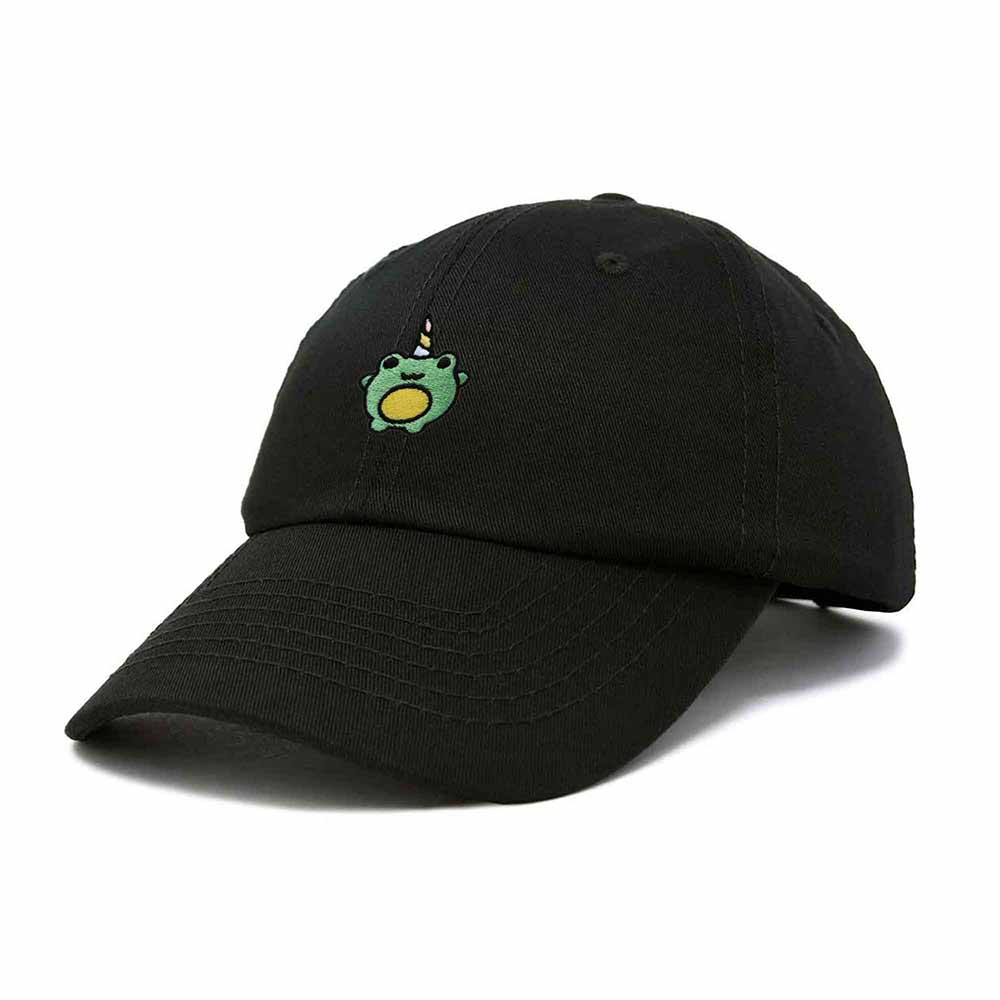 Dalix Froggy Unicorn Embroidered Cotton Dad Hat Baseball Cap Adjustable Mens Womens in Black