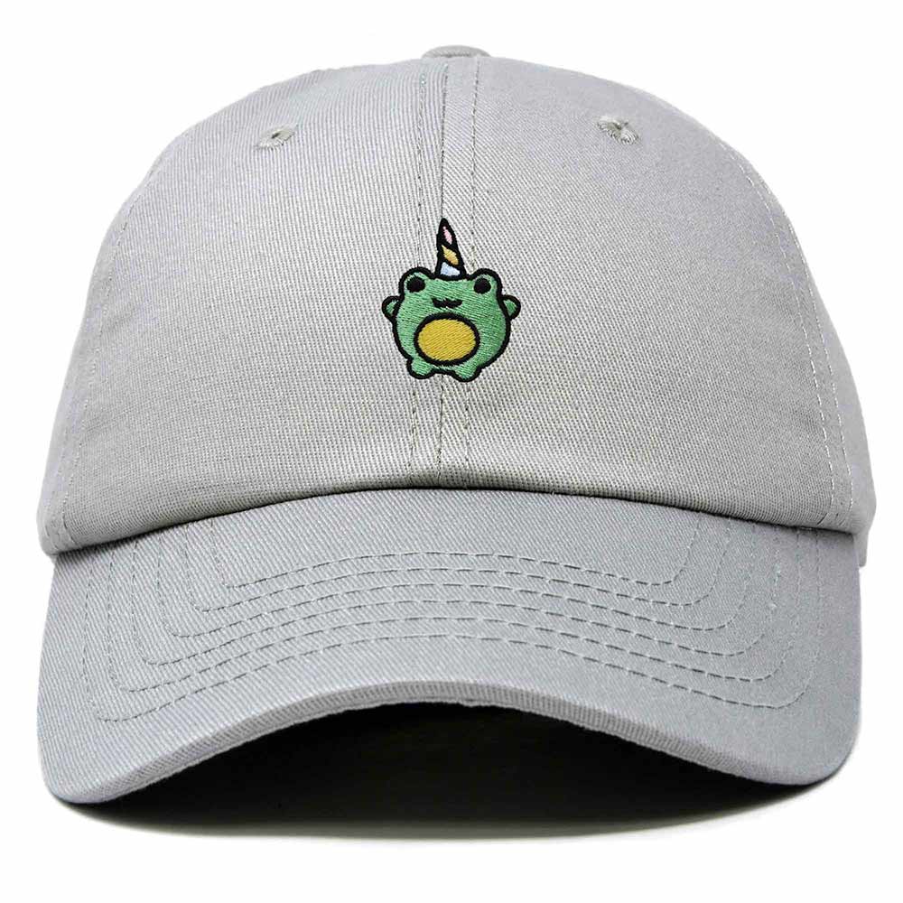 Dalix Froggy Unicorn Embroidered Cotton Dad Hat Baseball Cap Adjustable Mens Womens in Gray