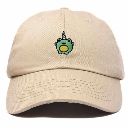 Dalix Froggy Unicorn Embroidered Cotton Dad Hat Baseball Cap Adjustable Mens Womens in Khaki